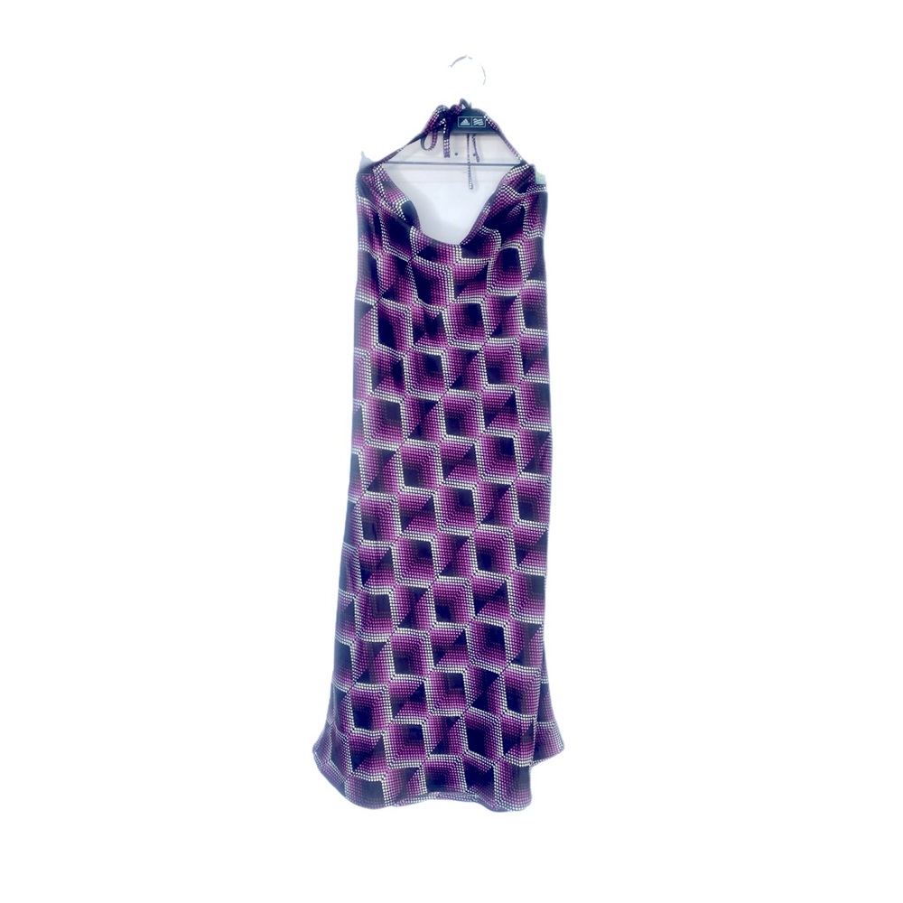 BP Women’s Cowl Neck Satin Dress In Purple Black White Size S NWOT